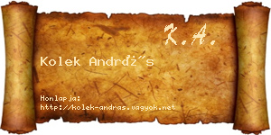 Kolek András névjegykártya